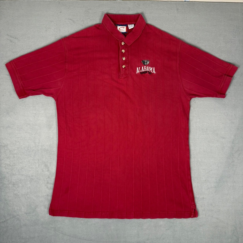 Vintage Alabama Crimson Tide Polo Shirt Cadre Athletic Embroidered XL Red